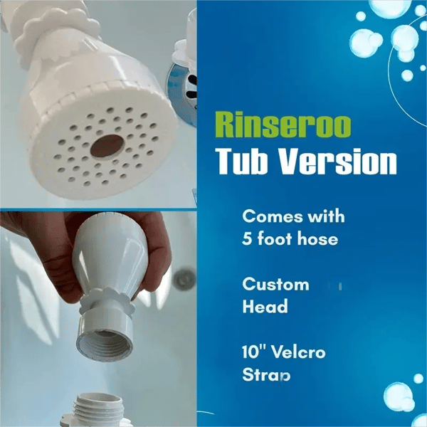 🚿 No-Tool Slip-On Tub Sprayer for Pet & Baby Bathing | 5 Ft Hose with 10 Strap